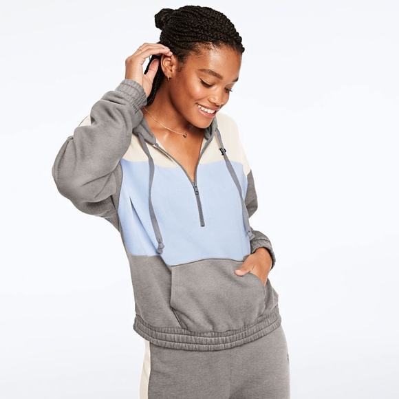 Victoria's Secret PINK Quarter-Zip Pullover Hoodie - Picture 1 of 2